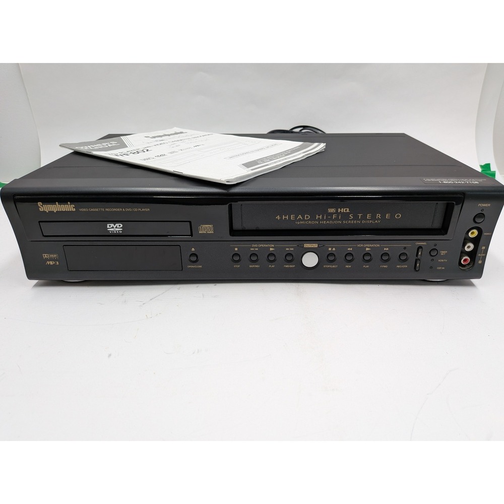 Symphonic WF802 DVD VCR Combo Player 4-Head Hi-Fi Stereo VHS Recorder Black